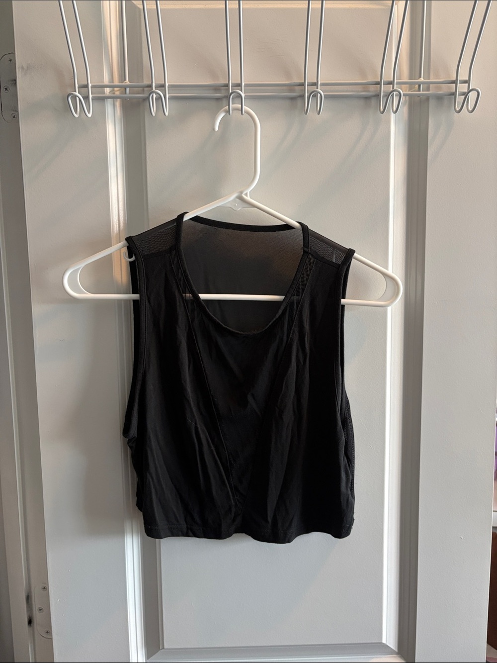SHEIN Black Mesh-Trim Crop Tank Top